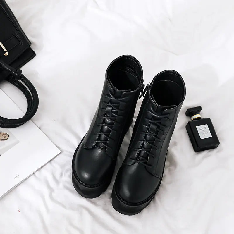 Chic British High-Heel Martin Boots