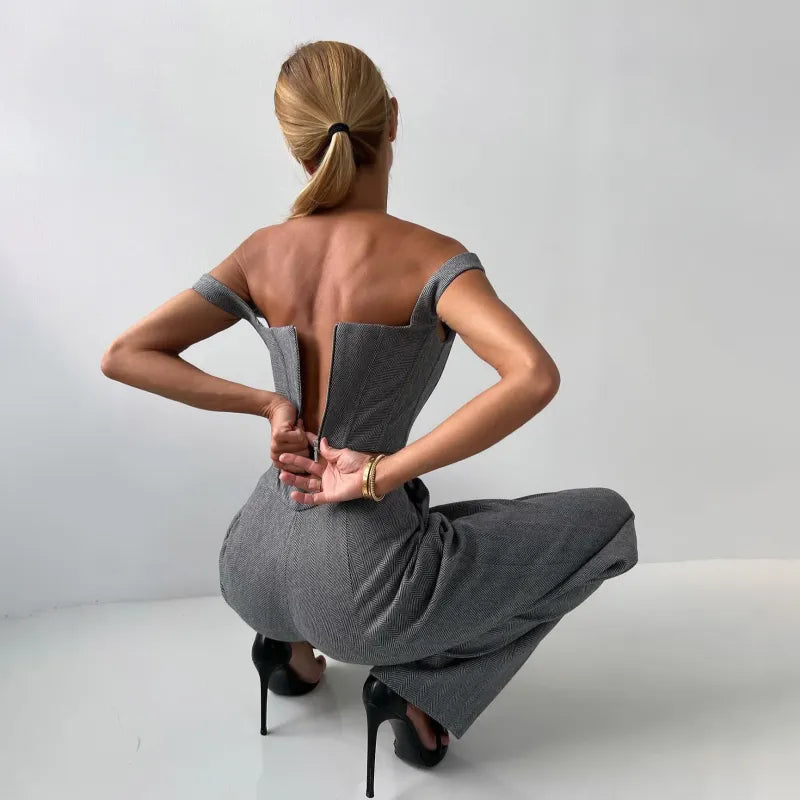 Chic Fishbone Pattern Suit