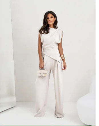 Chic Summer Women's Two-Piece with Wide Pants