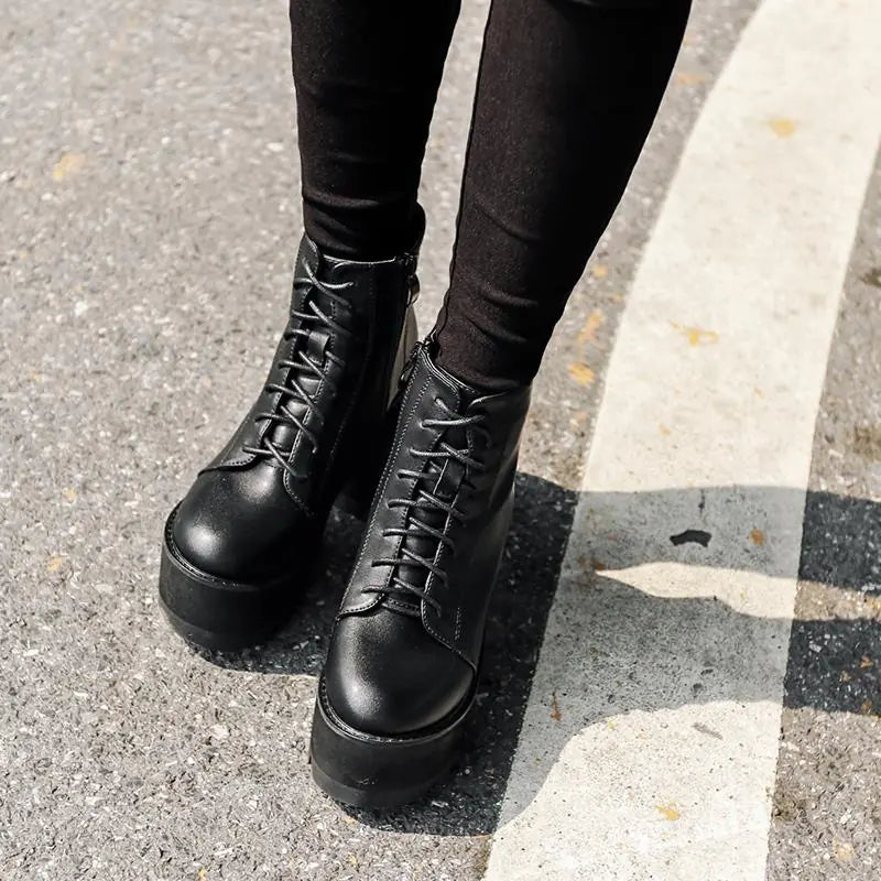 Chic British High-Heel Martin Boots