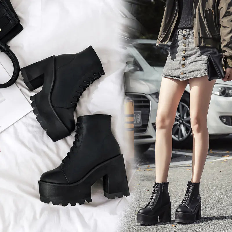 Chic British High-Heel Martin Boots