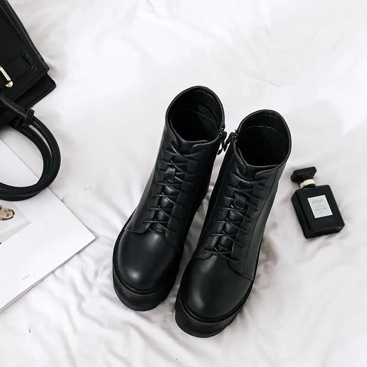 Chic British High-Heel Martin Boots