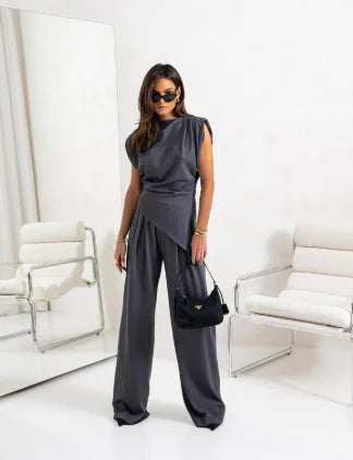 Chic Summer Women's Two-Piece with Wide Pants